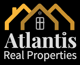 A black background with the words atlantis real properties written in white.